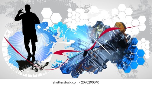 Running marathon, people run - vector illustration