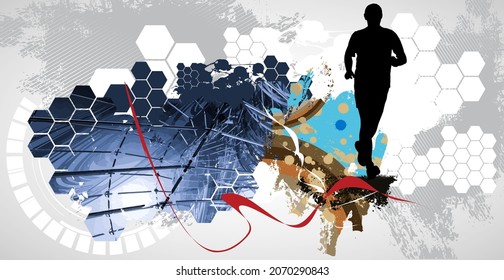Running marathon, people run - vector illustration