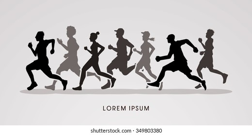 Running , Marathon silhouette graphic vector.