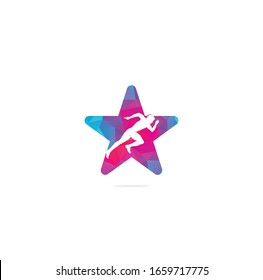 Running and Marathon star shape concept Logo Vector Design. Running man vector symbol. Sport and competition concept.	
