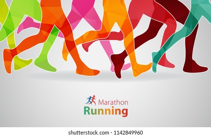 Running marathon. Vector illustration