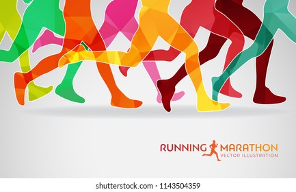 Running marathon. Vector Illustration