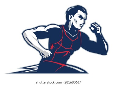 The running mascot design would be great for Sports, High School and College organizations./Runner 