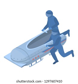 Running men bobsleigh icon. Isometric of running men bobsleigh vector icon for web design isolated on white background