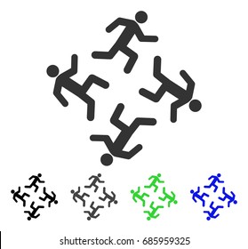 Running Men flat vector pictogram. Colored running men gray, black, blue, green pictogram variants. Flat icon style for web design.