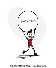 Running Men holding poster with Sapce of text. Cartoon Vector background.
