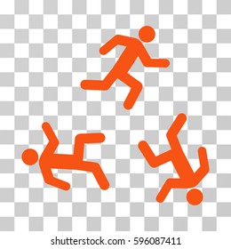 Running Men icon. Vector illustration style is flat iconic symbol, orange color, transparent background. Designed for web and software interfaces.