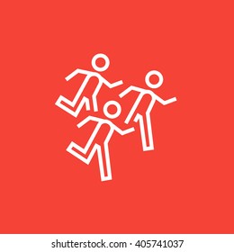 Running men line icon.