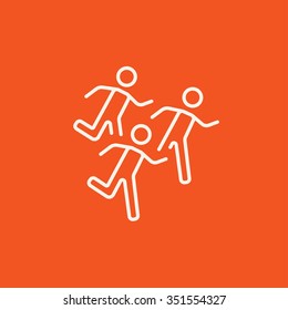Icono de la línea masculina para web, móvil e infografía. Icono blanco vector aislado en fondo rojo.
