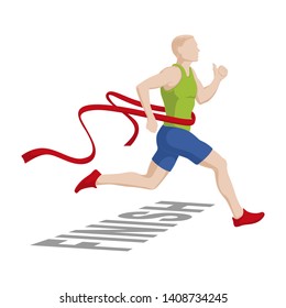 Running men. Running Marathons. Finish. Stock Vector illustration.