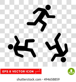 Running Men round icon. Vector EPS illustration style is flat iconic symbol, black color, transparent background.