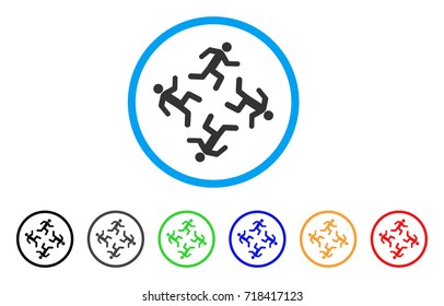Running Men rounded icon. Style is a flat running men gray symbol inside light blue circle with black, gray, green, blue, red, orange color versions. Vector designed for web and software interfaces.
