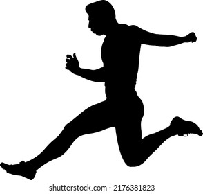 Running Men Silhouette, Jogging  Vector Illustration