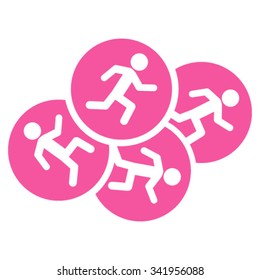 Running Men vector icon. Style is flat symbol, pink color, rounded angles, white background.
