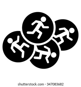 Running Men vector icon. Style is flat symbol, black color, rounded angles, white background.