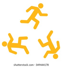 Running Men vector icon. Style is flat symbol, yellow color, rounded angles, white background.