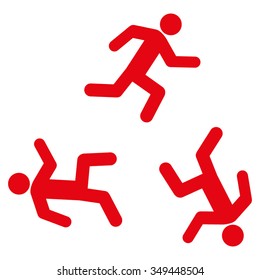 Running Men vector icon. Style is flat symbol, red color, rounded angles, white background.