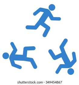 Running Men vector icon. Style is flat symbol, cobalt color, rounded angles, white background.