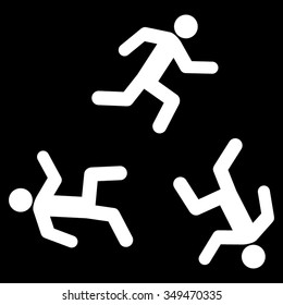 Running Men vector icon. Style is flat symbol, white color, rounded angles, black background.