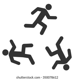 Running Men vector icon. Style is flat symbol, gray color, rounded angles, white background.