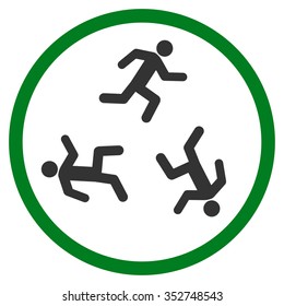 Running Men vector icon. Style is bicolor flat circled symbol, green and gray colors, rounded angles, white background.
