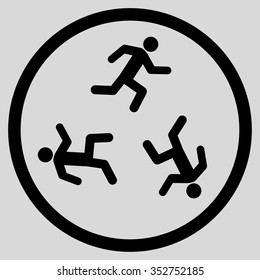 Running Men vector icon. Style is flat circled symbol, black color, rounded angles, light gray background.