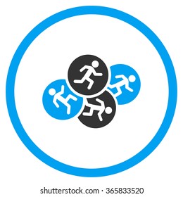 Running Men vector icon. Style is bicolor flat circled symbol, blue and gray colors, rounded angles, white background.
