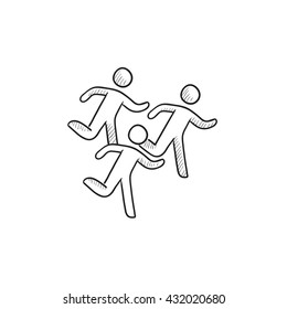 Laufende Männer Vektorgrafik Symbol einzeln auf Hintergrund. Handgezeichnete Running men-Ikone. Sketch-Icon für Männer für Infografik, Website oder App.