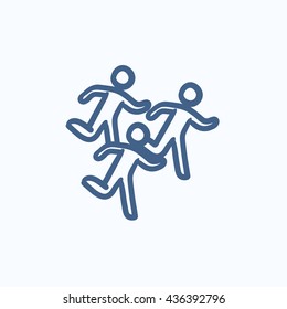 Running men vector sketch icon isolated on background. Hand drawn Running men icon. Running men sketch icon for infographic, website or app.
