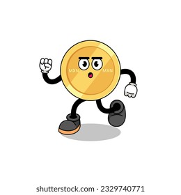 running mexican peso mascot illustration , character design