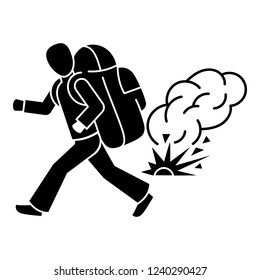 Running migrant man icon. Simple illustration of running migrant man vector icon for web design isolated on white background