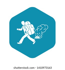 Running migrant man icon. Simple illustration of running migrant man vector icon for web design isolated on white background