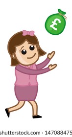 Running for Money Bag - Vector Illustration