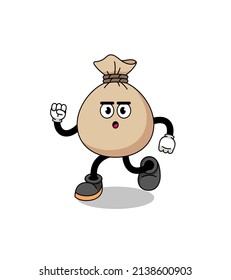 running money sack mascot illustration , character design