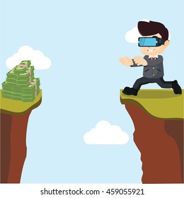 running to money with virtual reality
