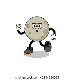 running moon mascot illustration , character design
