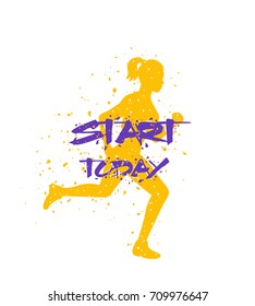 Running motivational poster, vector t-shirt print