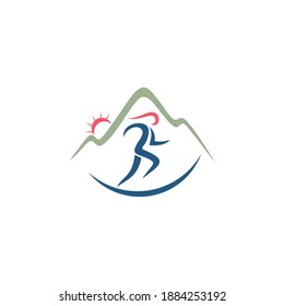Running Mountain Logo Design Vector