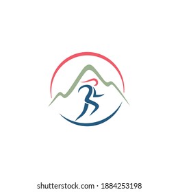 Running Mountain Logo Design Vector