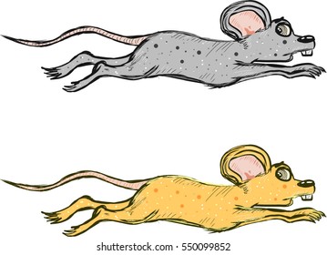 Running mouse vector sketch illustration clip-art
