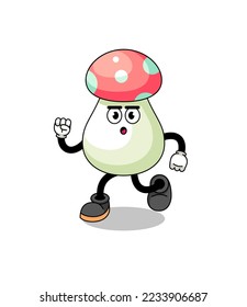 running mushroom mascot illustration , character design