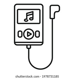 Running music player icon. Outline Running music player vector icon for web design isolated on white background