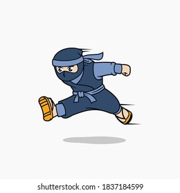 running ninja cartoon mascot character