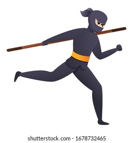 Icono de ninja en ejecución. Dibujo de un icono de vector ninja en ejecución para diseño web aislado en fondo blanco