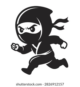 Running ninja warrior character vector illustration with martialarts silhouette character