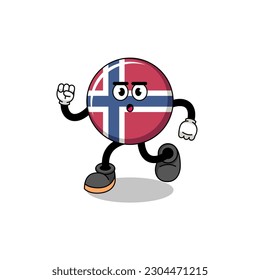 running norway flag mascot illustration , character design