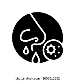 vector de icono de glifo nasal en ejecución. signo de la nariz. símbolo de contorno aislado ilustración negra
