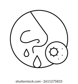 running nose line icon vector. running nose sign. isolated contour symbol black illustration