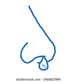 Running Nose sketch icon vector. Hand drawn blue doodle line art Running Nose sign. isolated symbol illustration