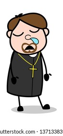 Running Nose While Sleeping - Cartoon Priest Religious Vector Illustration